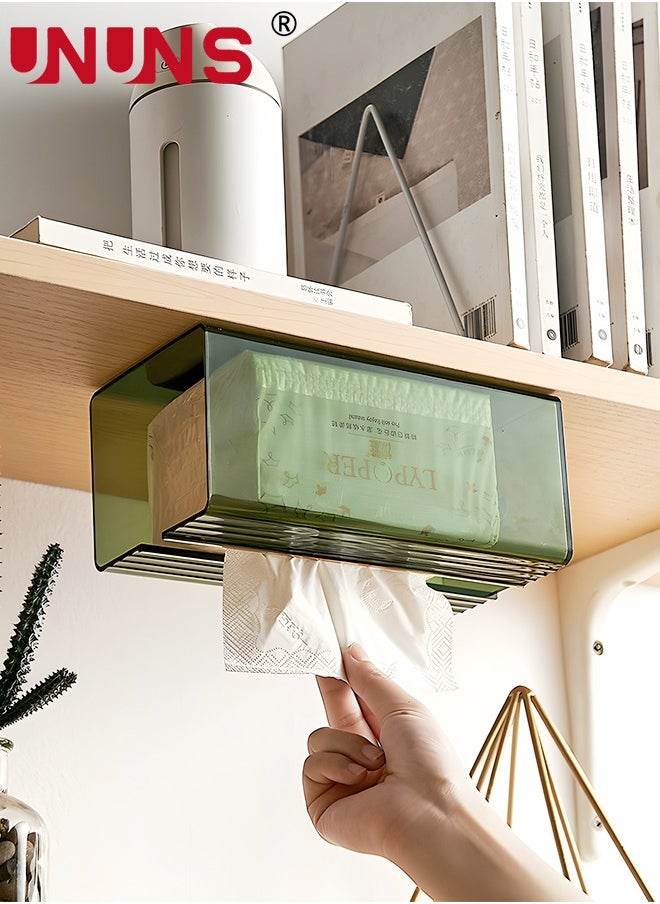 UNUNS - Toilet Paper Holder,Wall Mounted Tissue Box,Tissue Dispenser Dryer Sheet Holder,Acrylic Transparent Tissue Upside Down Box,Paper Towel Box,Hanging Tissue Box For Bedroom Kitchen Office Storage - Image 1
