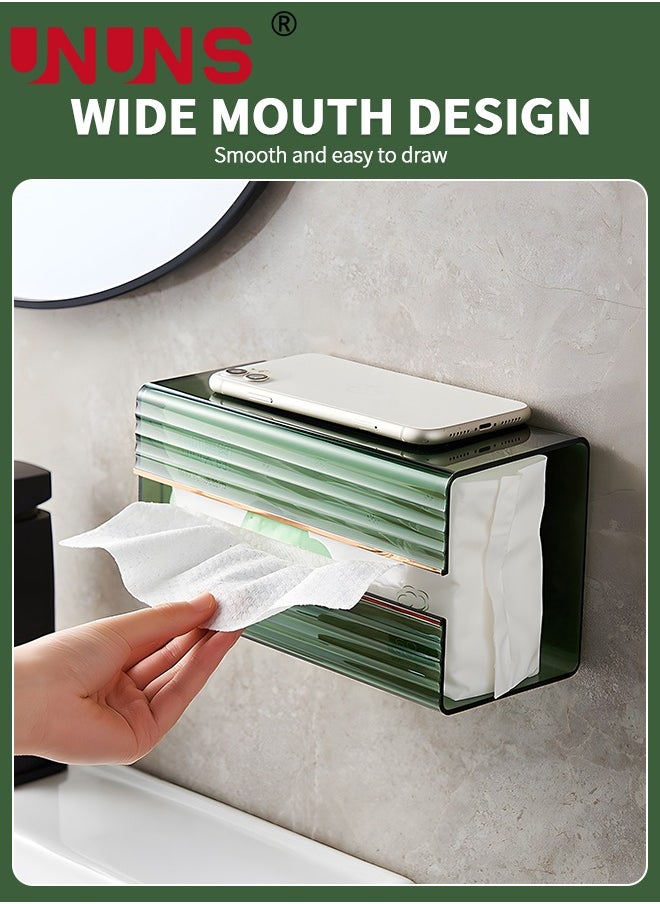 UNUNS - Toilet Paper Holder,Wall Mounted Tissue Box,Tissue Dispenser Dryer Sheet Holder,Acrylic Transparent Tissue Upside Down Box,Paper Towel Box,Hanging Tissue Box For Bedroom Kitchen Office Storage - Image 1