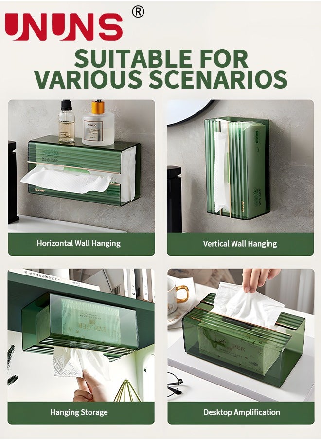 UNUNS - Toilet Paper Holder,Wall Mounted Tissue Box,Tissue Dispenser Dryer Sheet Holder,Acrylic Transparent Tissue Upside Down Box,Paper Towel Box,Hanging Tissue Box For Bedroom Kitchen Office Storage - Image 1