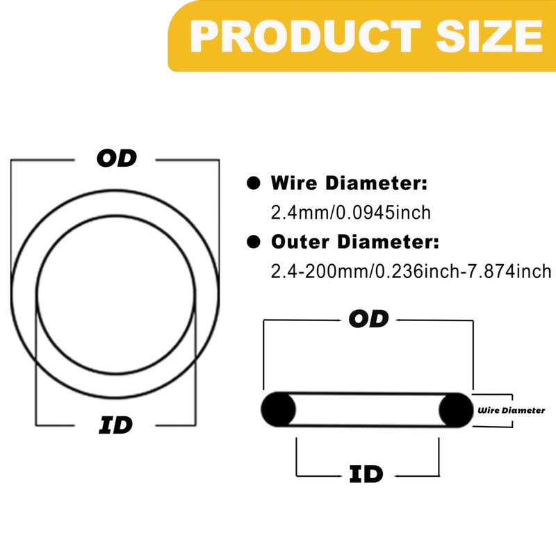 Nitrile O-rings 14mm Outer Diameter 2.4mm 20 Pack - Image 2