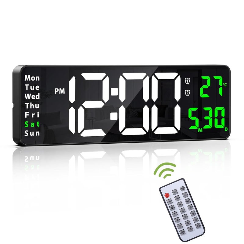 KeeKit Digital Clock, LED Wall Clock with 16" Large Display, Desktop Clock with Remote Control, Automatic Brightness Dimmer, 10 Adjustable Brightness, Suitable for Living Room - Image 1