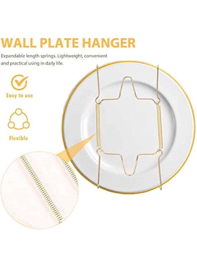 4 Pack Plate Hangers Invisible 6 Inch Wall Plate Hangers with Golden Coating Decorative Dish Display Holder with 4 Pcs Hooks - Image 2