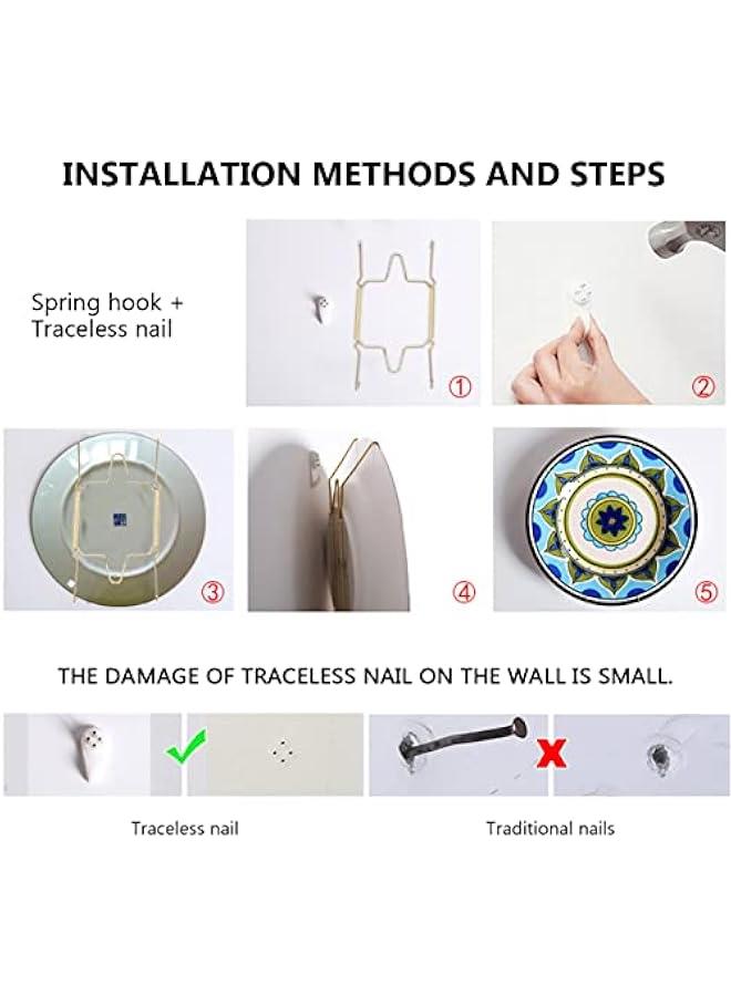 4 Pack Plate Hangers Invisible 6 Inch Wall Plate Hangers with Golden Coating Decorative Dish Display Holder with 4 Pcs Hooks - Image 3
