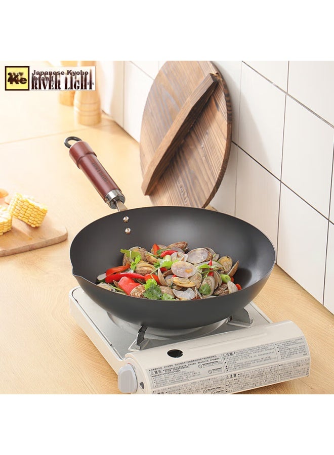 River Light Imported Flat-bottom Wok 30cm, Cast Iron Pan Set, Non-coated Stir-fry Pan, Suitable For Induction Cooker And Open Flame - Image 2