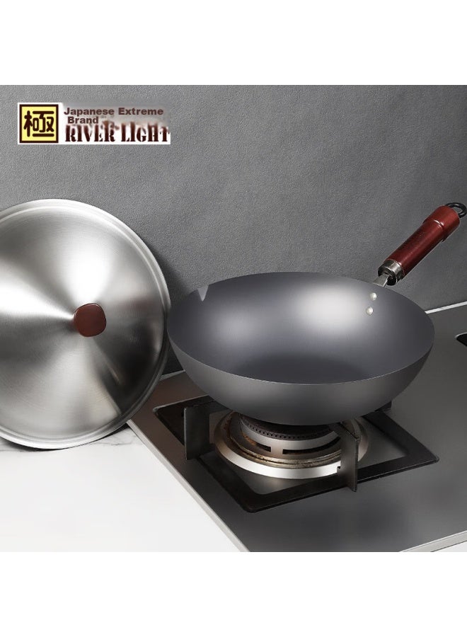 River Light Imported Flat-bottom Wok 30cm, Cast Iron Pan Set, Non-coated Stir-fry Pan, Suitable For Induction Cooker And Open Flame - Image 3