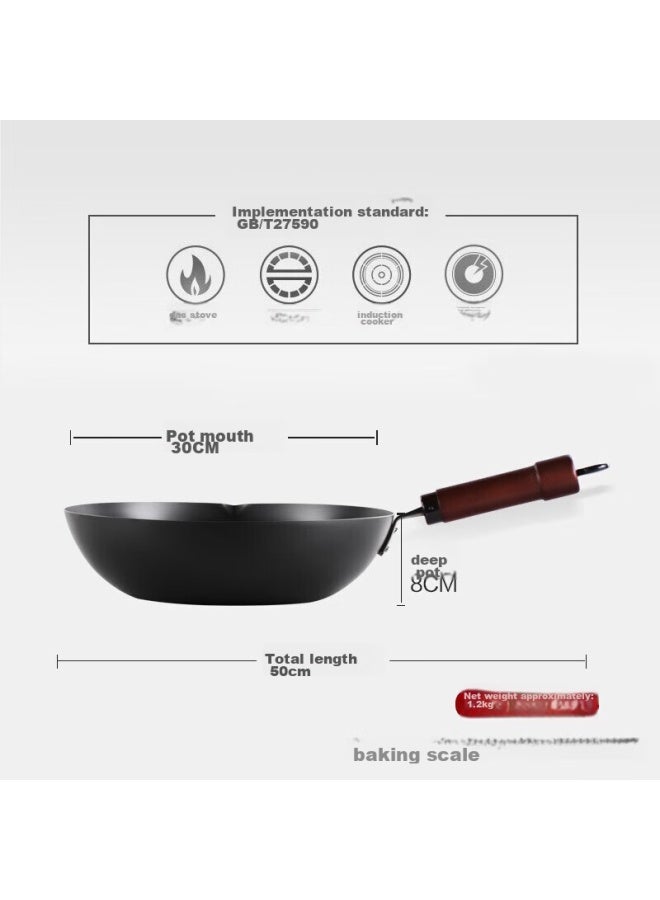 River Light Imported Flat-bottom Wok 30cm, Cast Iron Pan Set, Non-coated Stir-fry Pan, Suitable For Induction Cooker And Open Flame - Image 4