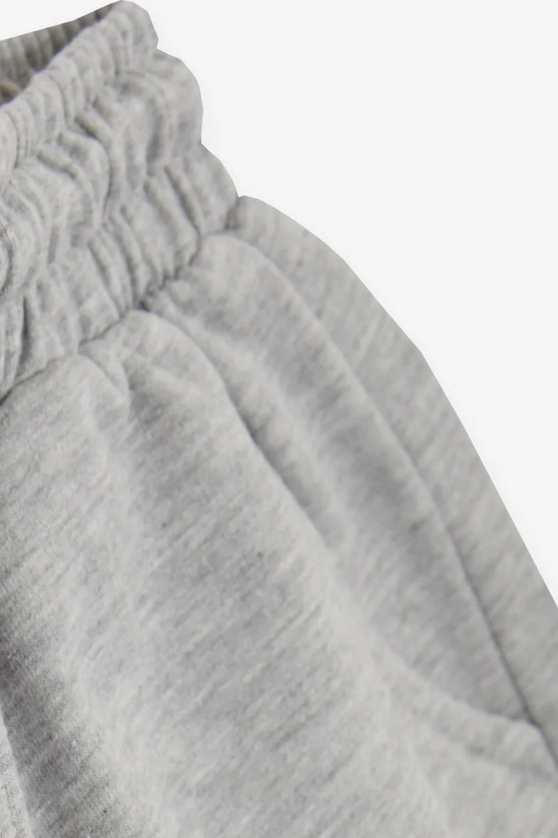 بريز Girls & Boys Boy's Shorts with Text Printed Lace-up Pockets Elastic Waist 8-14 Years, Light Gray Melange