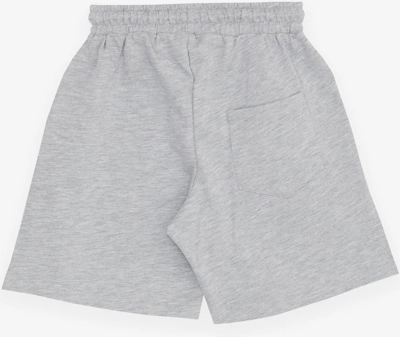 بريز Girls & Boys Boy's Shorts with Text Printed Lace-up Pockets Elastic Waist 8-14 Years, Light Gray Melange