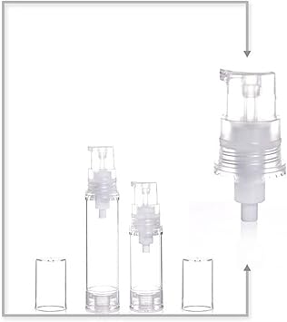 Quupy 12Pcs 10ml Airless Pump Bottle Empty Refillable Clear Vacuum Press Pump Bottles Lotion Pump Dispenser Container Cosmetic Travel Toiletries Bottles Jar Vials for Foundation Essence Lotion - Image 2