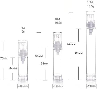 Quupy 12Pcs 10ml Airless Pump Bottle Empty Refillable Clear Vacuum Press Pump Bottles Lotion Pump Dispenser Container Cosmetic Travel Toiletries Bottles Jar Vials for Foundation Essence Lotion - Image 5