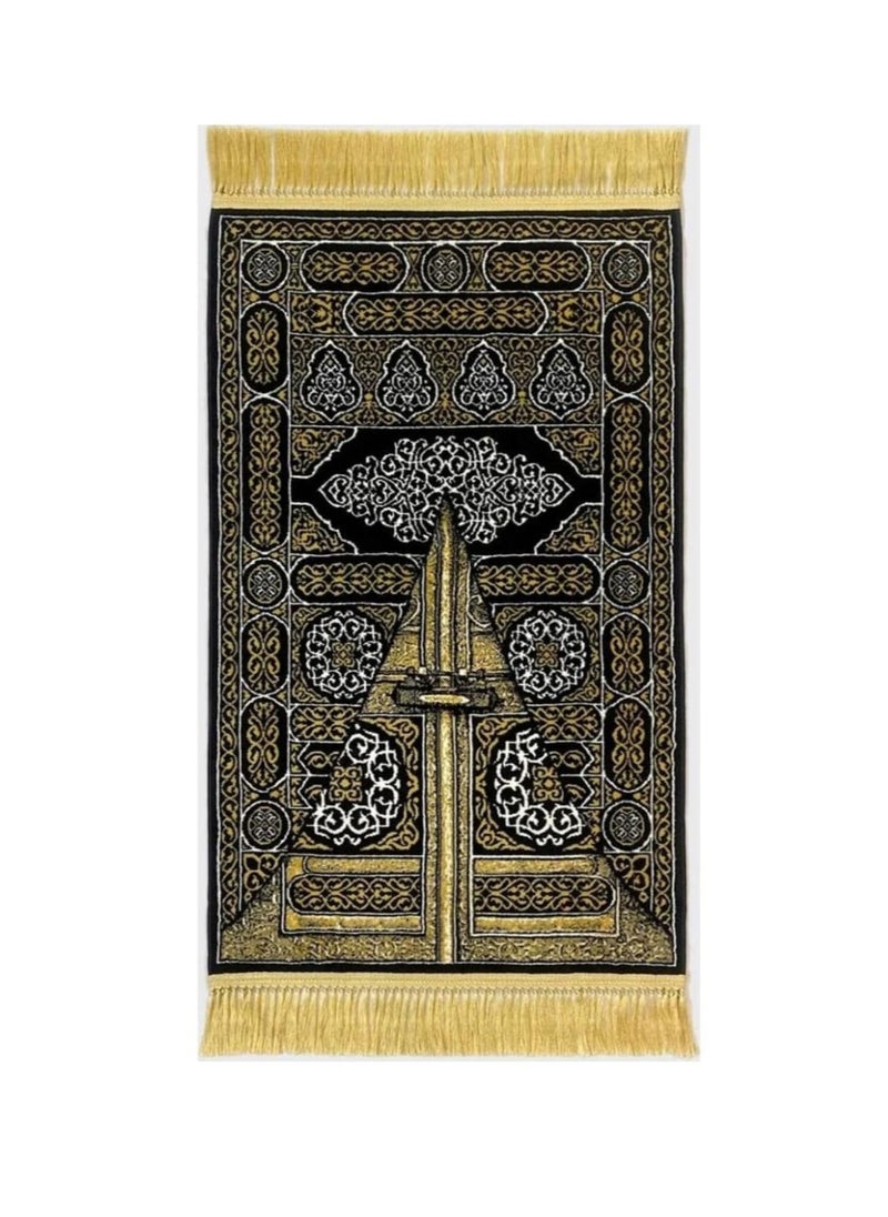 متجر سلام - سجادة صلاة بتصميم باب الكعبة أسود/ذهبي 70x110سم - Image 1