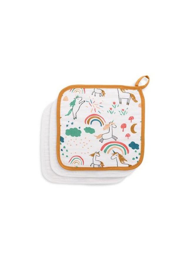 Anvi Baby Organic Bamboo Face Cloth Set of 3 Unicorn  - Image 1