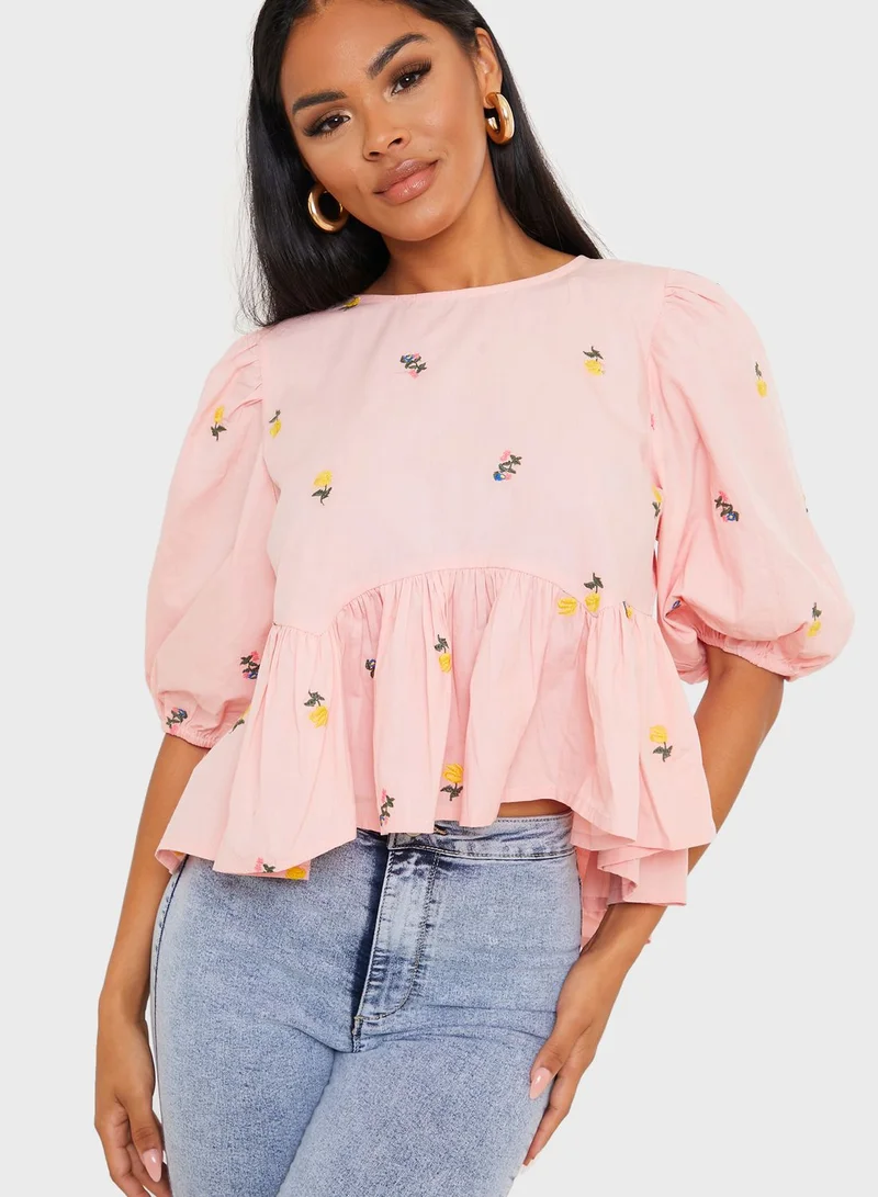 In the style Floral Embroidered Babydoll