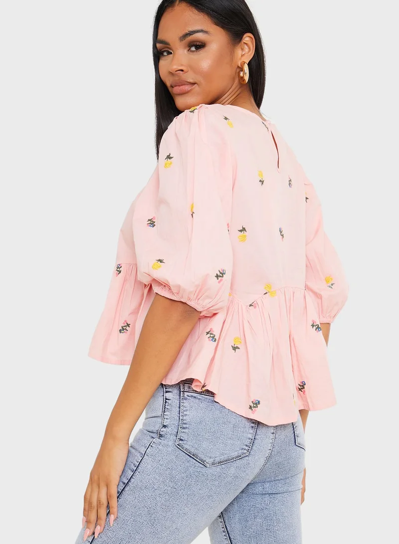 In the style Floral Embroidered Babydoll
