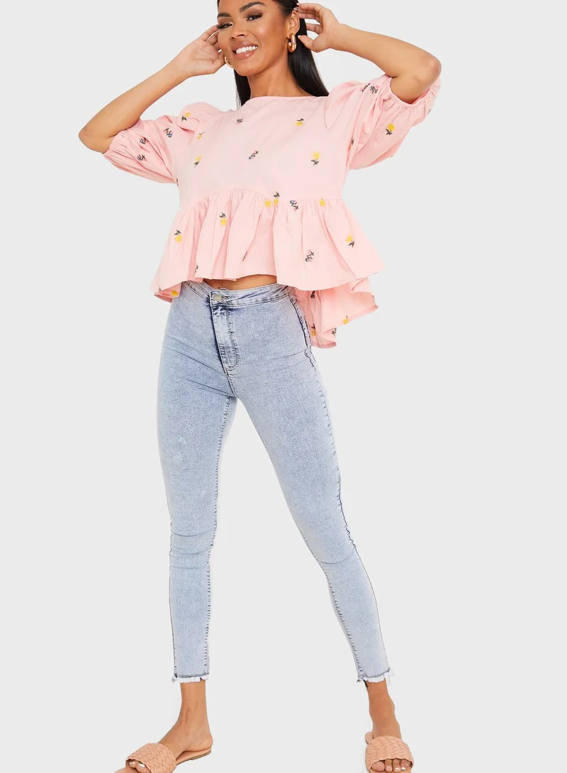 In the style Floral Embroidered Babydoll