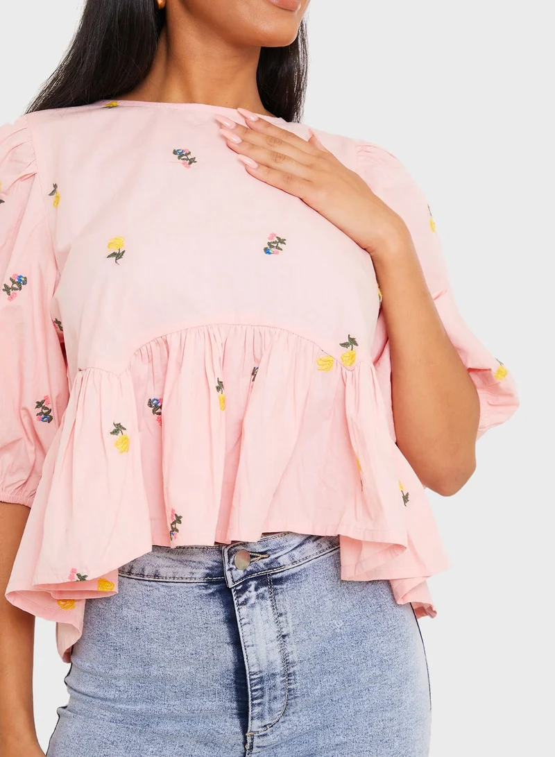 In the style Floral Embroidered Babydoll