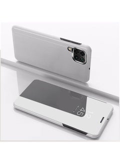 HuHa Case Cover For Realme C15 Plated Mirror Horizontal Flip Leather Case with Holder Silver 