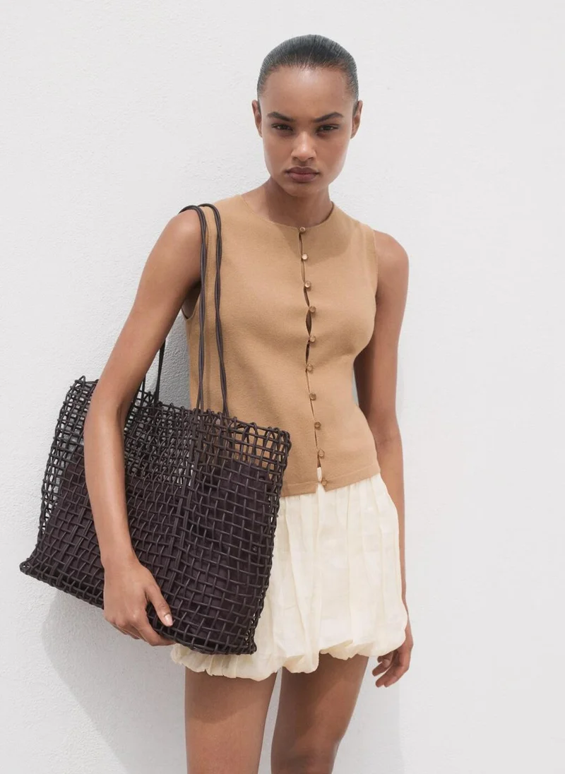 مانجو Fine-knit waistcoat with buttons