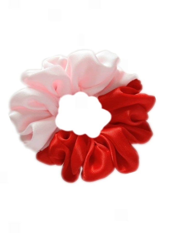 IBDA Pink and Red Twin Colour Hair Scrunchie, Two Tone,Ponytail Holder, Handmade with Bobble Hair Tie, Rubber/Elastic Head Band Accessories (Adjustable Size). - Image 1