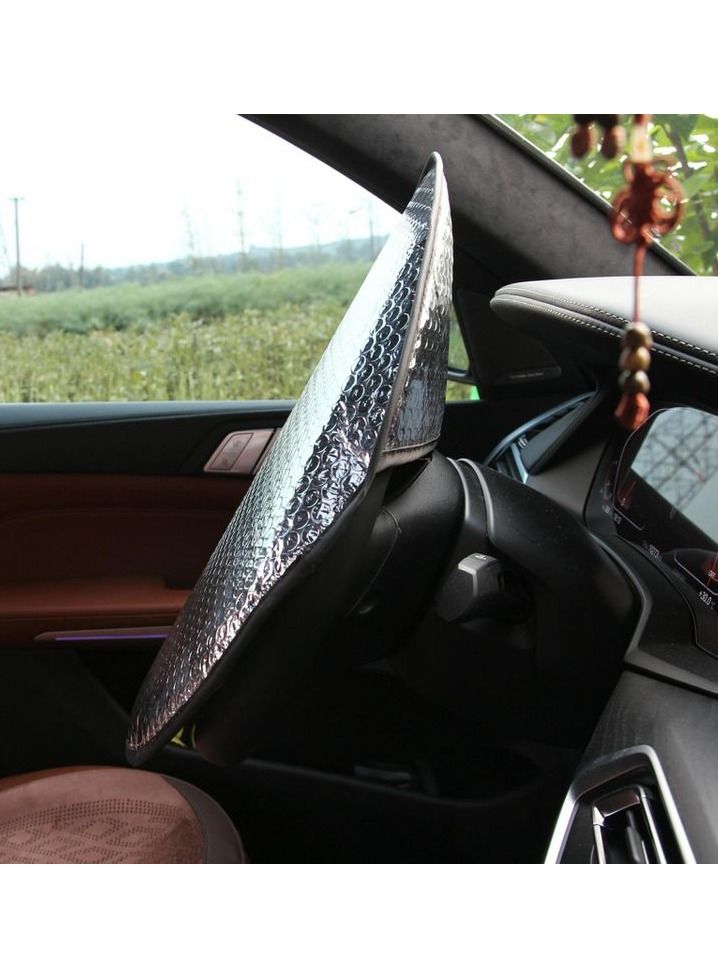 ABC Aluminium Cover Sunshade Car Steering Wheel Sun Protection Cover Automotive Interior Product ABD 43cm - Image 2