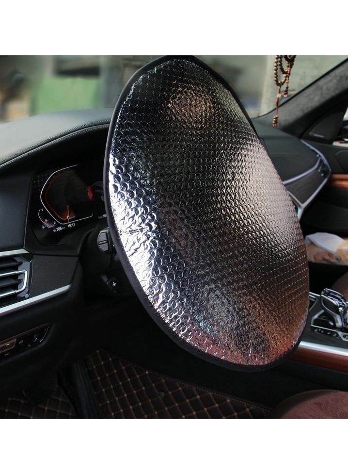 ABC Aluminium Cover Sunshade Car Steering Wheel Sun Protection Cover Automotive Interior Product ABD 43cm - Image 3