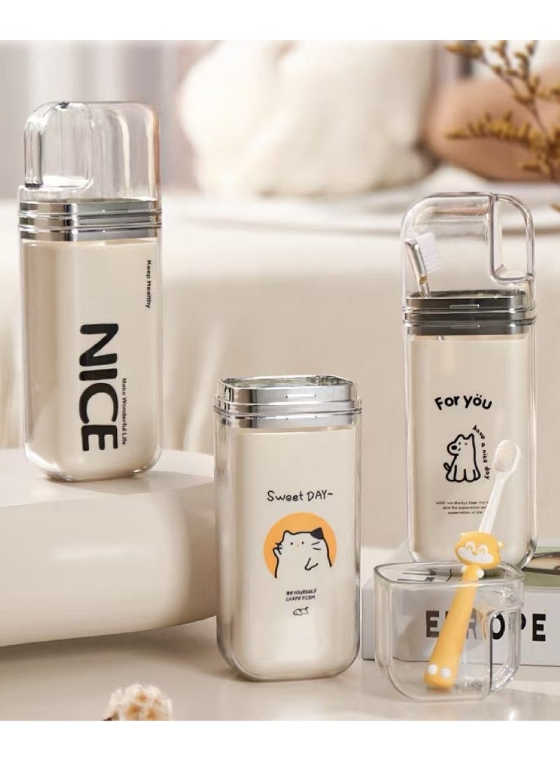 Travel Toothbrush Cup 3 In 1 Portable Toothbrush Case Toothbrush Holder with Cover Mouth Wash Cup for Home Business Trips Camping Vacation - Image 3