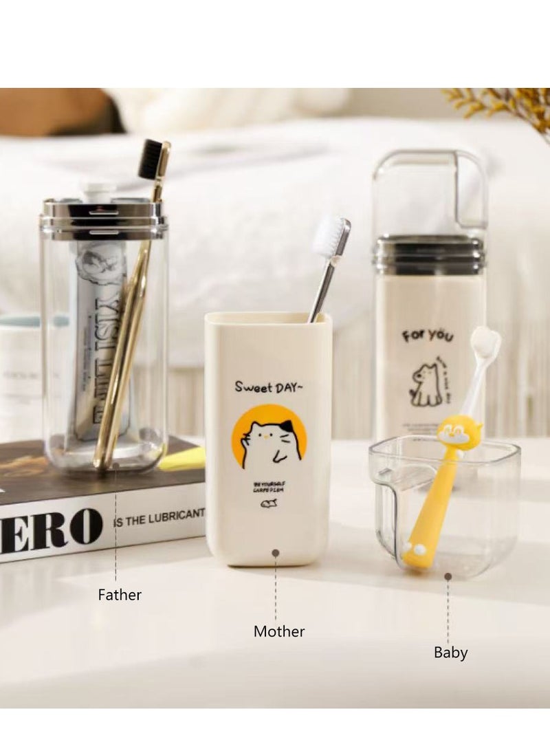 Travel Toothbrush Cup 3 In 1 Portable Toothbrush Case Toothbrush Holder with Cover Mouth Wash Cup for Home Business Trips Camping Vacation - Image 4