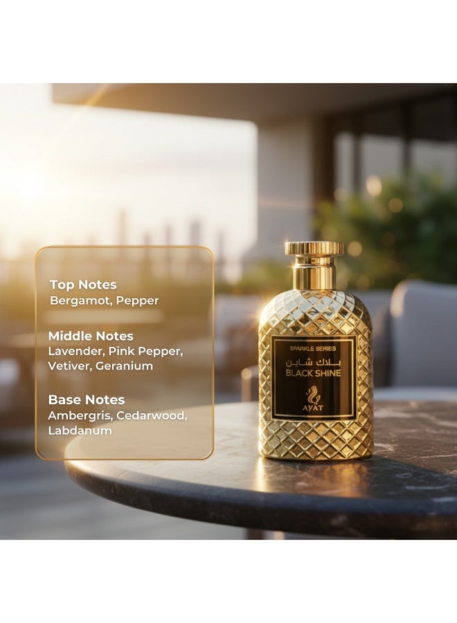 Ayat Perfumes Sparkle Black Shine Eau de Parfum 100ml – Bergamot, Spices, Leather & Amber – Long Lasting Unisex Arabian Perfume - Image 3