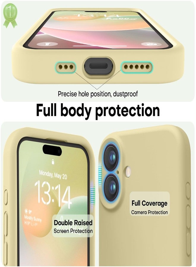 LOVE 3000 جراب LOVE 3000 مصمم خصيصًا لهاتف iPhone 16، مصنوع من السيليكون الفاخر مع بطانة ناعمة من الألياف الدقيقة المقاومة للخدش، جراب واقٍ مقاوم للصدمات مناسب للرجال والنساء والفتيات، مقاس 6.1 بوصة، لون أصفر كريمي - Image 3