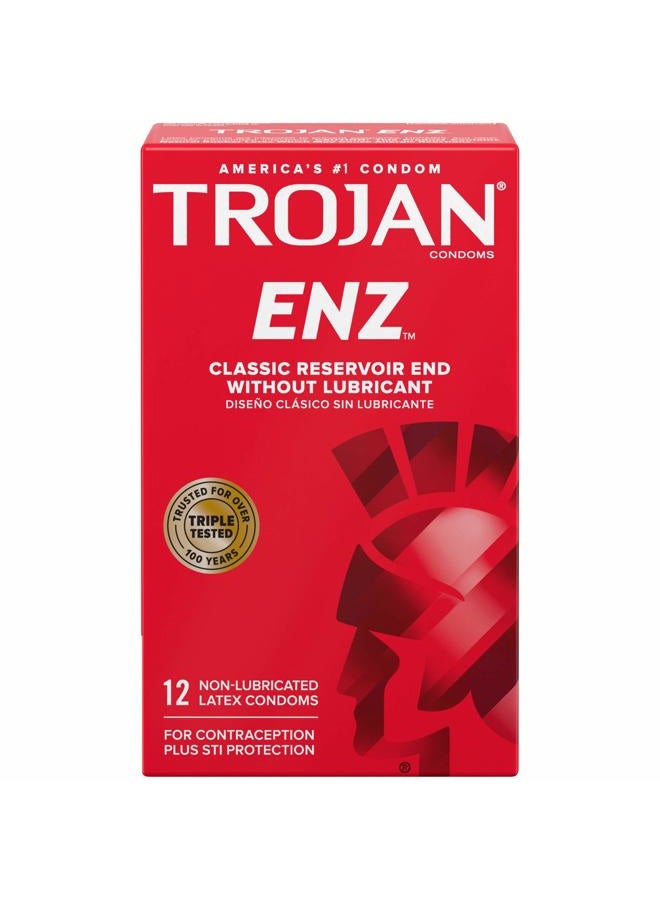 Trojan ENZ Non-Lubricated Condoms, 12ct - Image 1
