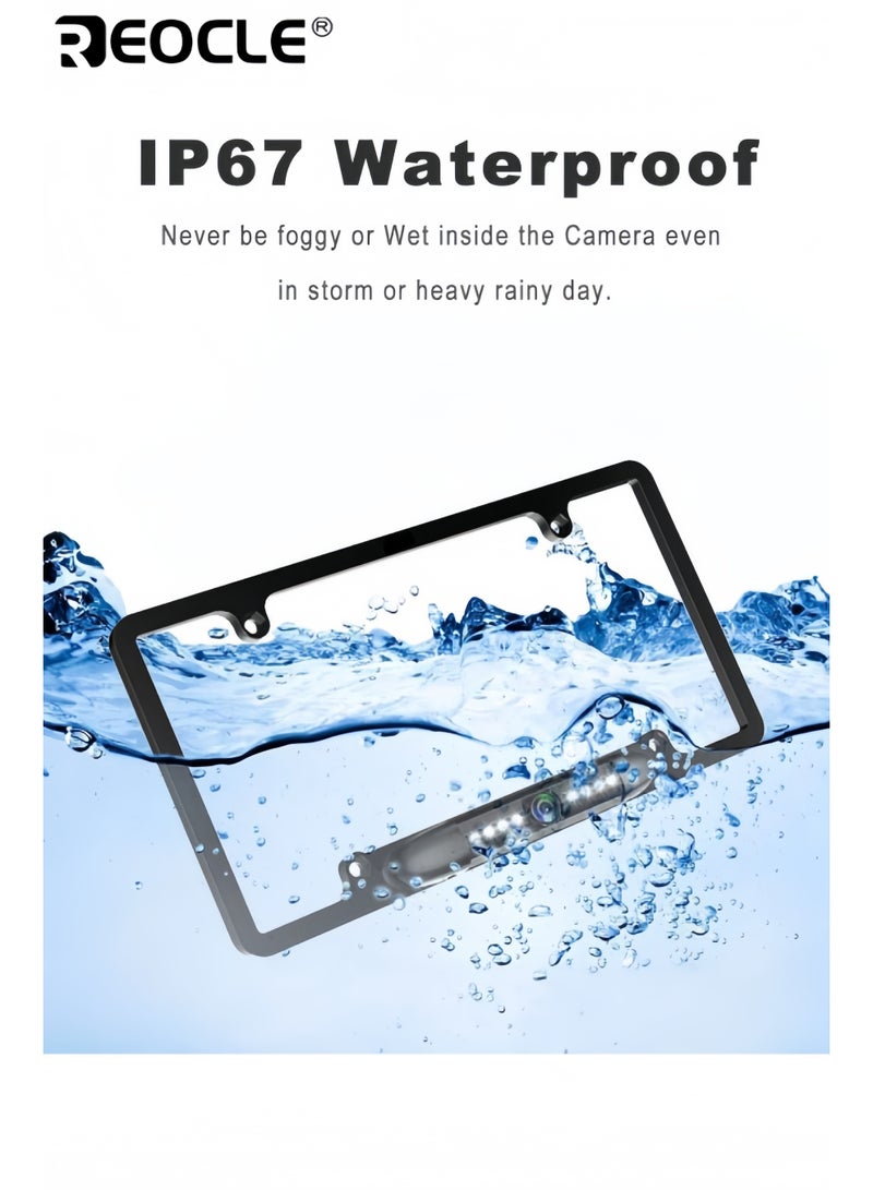 REOCLE License Plate Backup Camera HD Night Vision Rear View Camera with 8 LEDs 170° Viewing Angle Waterproof Backup Rear Camera for Cars - Image 4