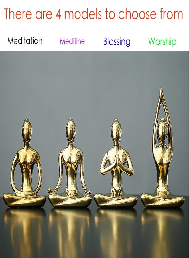 LSBDJDL Yoga Statue Meditation Zen Decor Gold Meditation Yoga Statue Meditation Statue Yoga Statue for Home Decor Yoga Statue Yoga Girl Statue Yoga Lover's Gift (Gold) (M) - Image 2