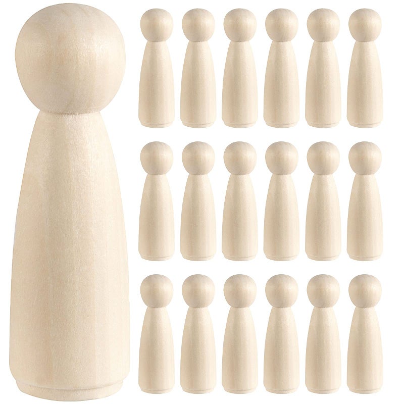 HOIGON 30 PCS 35 Inch Wooden Peg Dolls 90mm Unfinished Angel Girl Wooden Peg Doll People for Crafts Wedding Cake Toppers Painting Decor