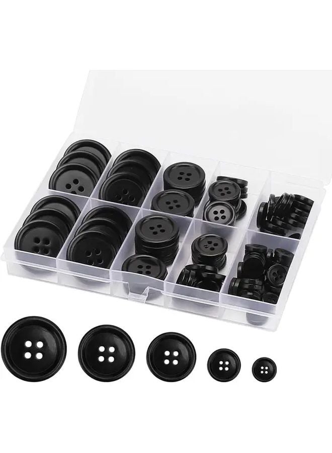 100pcs Heavy Duty Sewing Buttons 4 Hole Craft Buttons Smooth Edges 5 Sizes Sewing Knitting Quilting Jewelry Making - Image 1