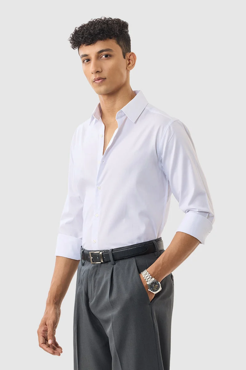 SNITCH White Textured Long Sleeve Slim Fit Formal Shirt