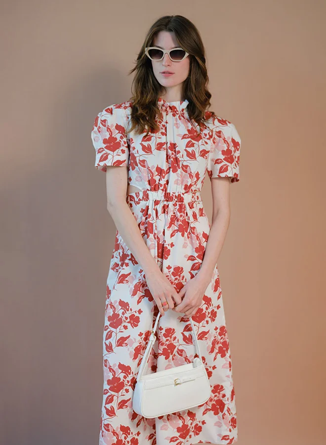 فيرجيو VIRGIO 100% Cotton A-Line Dress With Cut-Out Waist