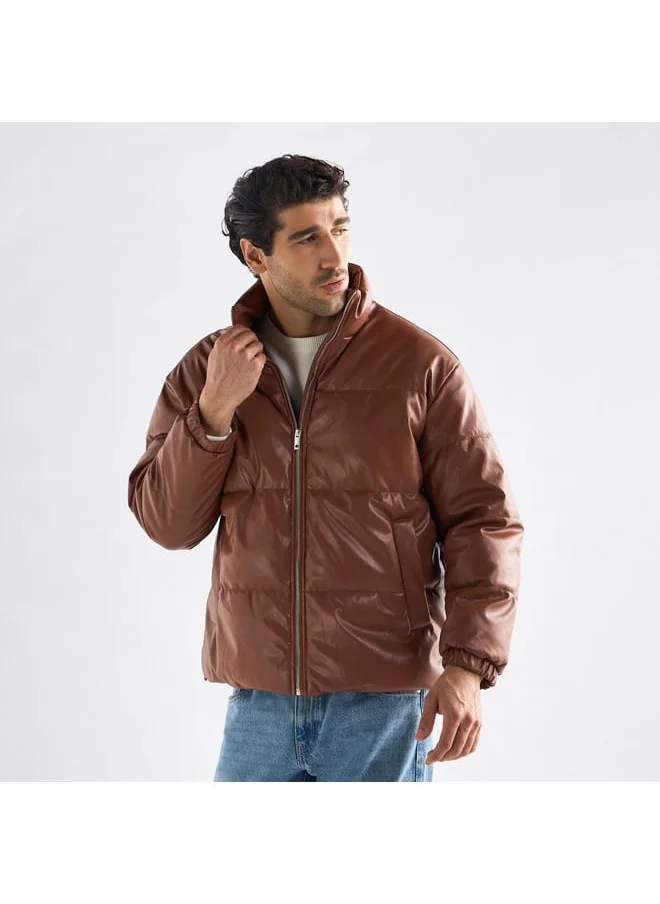 FAV Quilted Puffer Jacket with Long Sleeves and Zip Closure