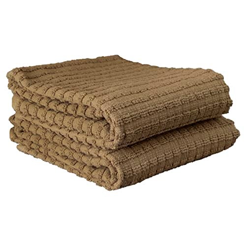 Ritz Royale Collection 100% Combed Terry Cotton, Highly Absorbent, Oversized, Kitchen Towel Set, 28" x 18", 2-Pack, Solid Mocha Brown - Image 1