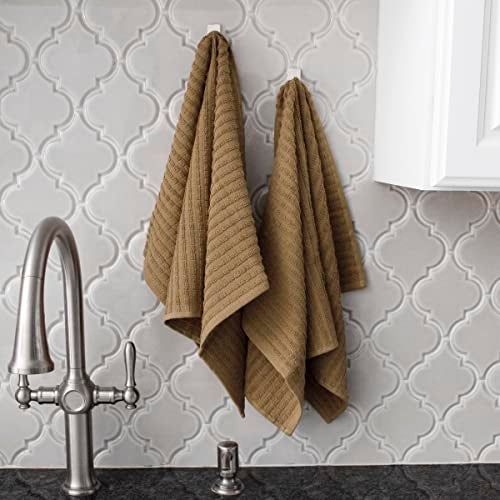 Ritz Royale Collection 100% Combed Terry Cotton, Highly Absorbent, Oversized, Kitchen Towel Set, 28" x 18", 2-Pack, Solid Mocha Brown - Image 5