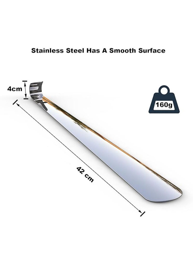 Apustim 2 Pieces Of Long Handle Shoe Horns，Suitable For The Elderly，Stainless Steel Boot Shoe Horns，Extra Long Shoe Horns，Suitable For Boys And Girls（42CM）  - Image 2