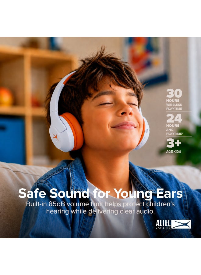 Altec Lansing Wireless Over-Ear Headphones, 85dB Volume Limited, 15-Hour Playtime, IPX4 Splashproof, Foldable Bluetooth Headset for School, Travel, and Tablets - Orange - Image 3