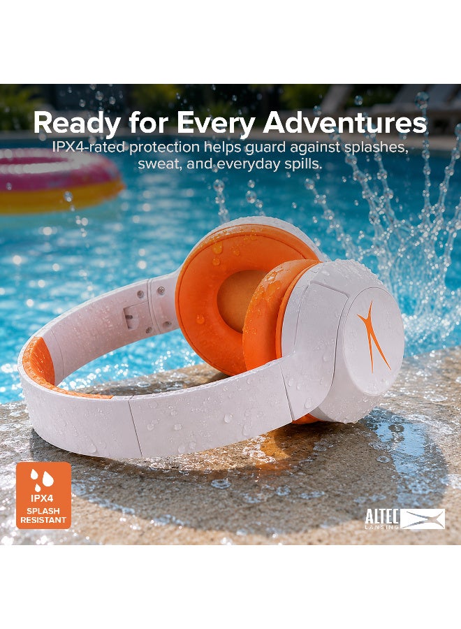 Altec Lansing Wireless Over-Ear Headphones, 85dB Volume Limited, 15-Hour Playtime, IPX4 Splashproof, Foldable Bluetooth Headset for School, Travel, and Tablets - Orange - Image 5