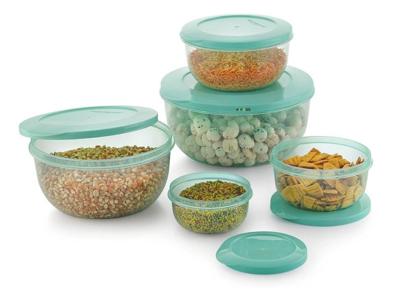 INVOSS Clear Green BPAFree Plastic Food Storage Containers Airtight Freezer Fridge Safe Multipurpose 5Pack 290ml 580ml 1000ml 1700ml 2700ml - Image 3