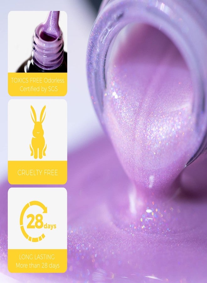 BURANO Pearl Gel Nail Polish - Purple Mermaid Glitter, Shell Thread Sparkle Shimmer UV LED Gel Polish LW6 - Image 4