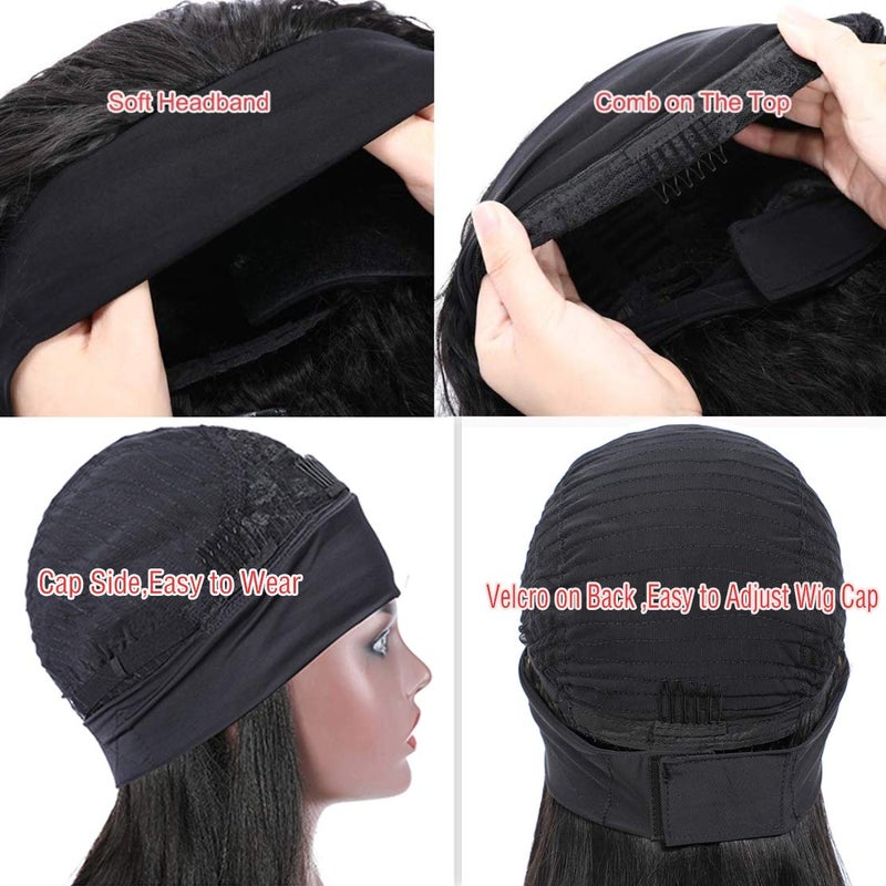 Aiterina Headband Wig Deep Wave Human Hair Wig 18 inch None Lace Front Wigs for Black Women Deep Curly Wave Machine Made Wigs Natural Color - Image 4