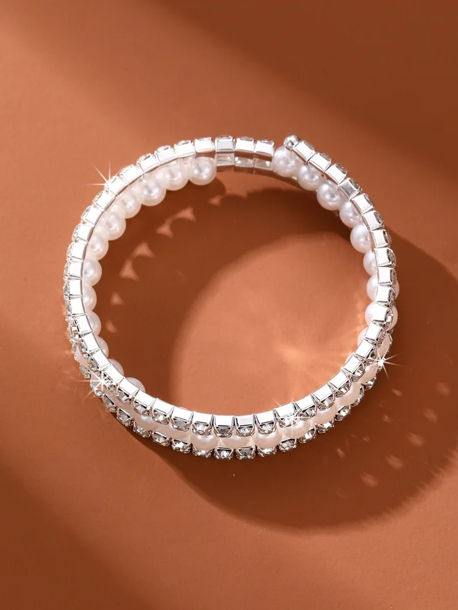 Take Two Take Two Embellished Faux Pearl Bangle