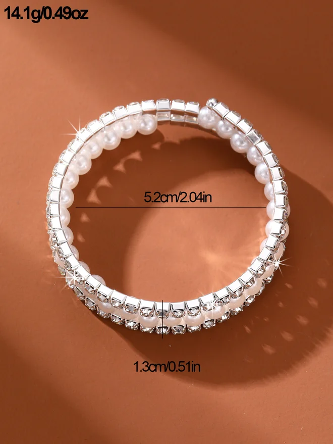 Take Two Take Two Embellished Faux Pearl Bangle