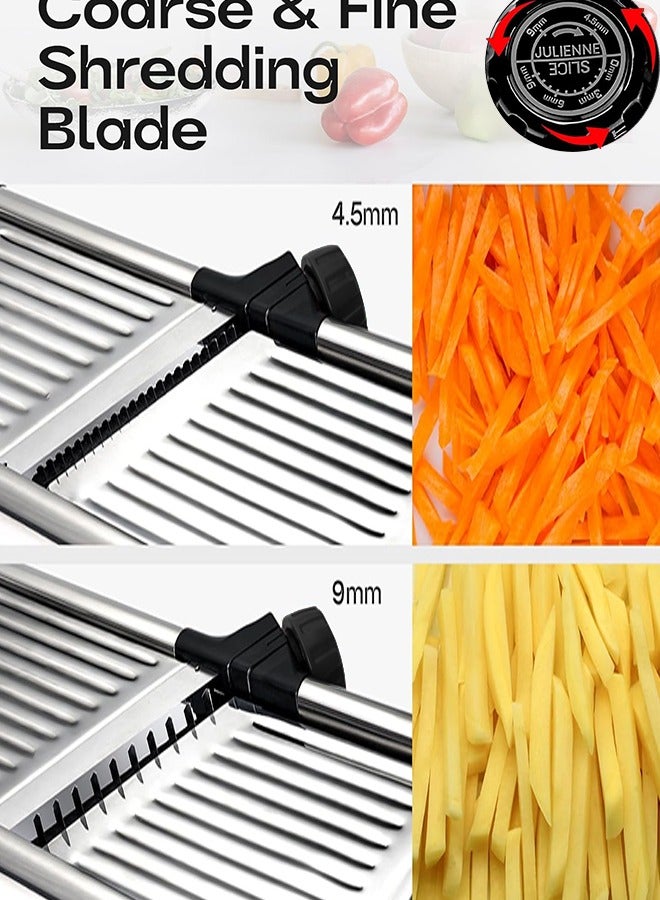 شريحة الماندولين القابلة للتعديل للمطبخ ، شريحة الأغذية من الفولاذ المقاوم للصدأ ، شريحة الخضروات للخيار والبطاطا والجزر والبصل وفرشة التنظيف والطعام المضمنة ، سهلة الاستخدام والتنظيف - Image 4