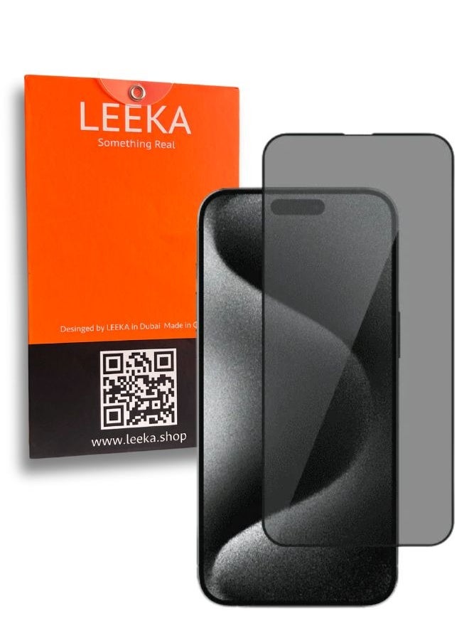 LEEKA iPhone 15 Pro Max Privacy Screen Protector with HD view Bubble Free, Anti-spy and Anti-scratch Ultra Clear full screen anti finger print protection with free Easy Installation kit and wipes tempered glass  - Image 1