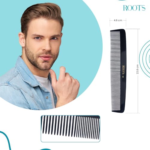 ROOTS - Professional Hair Cutting Comb | Dual Teeth For Styling & Detangling | Round Teeth Prevent Hair Damage | For Women with Straight & Wavy Hair | Wet & Dry use | Length - 8.1 Inch | Model No. 101 - Image 4